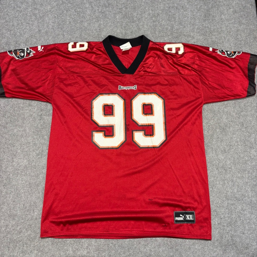 Vintage Puma Tampa Bay Buccaneers Warren Sapp 99 NFL Jersey Red Mens XL
